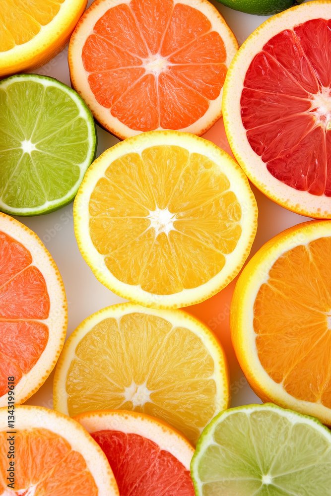 Obraz premium Vibrant assortment of sliced citrus fruits