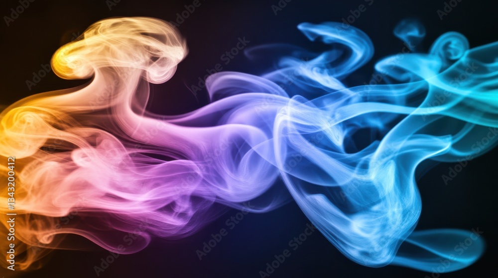 Obraz premium Colorful Swirling Smoke Patterns in Dark Background for Abstract Art