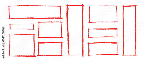 Hand drawn grunge square and rectangle shapes with crayon or pastel texture. Speech bubbles painted with chalk. Grunge vector illustration.