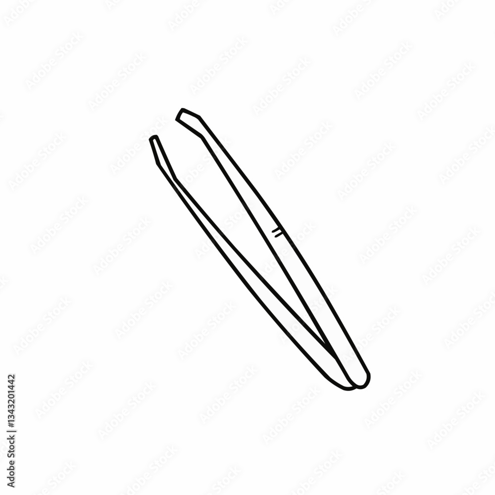 Minimalist illustration of tweezers gripping a small object on a clean background Minimalist illustration of tweezers gripping a small object on a clean background