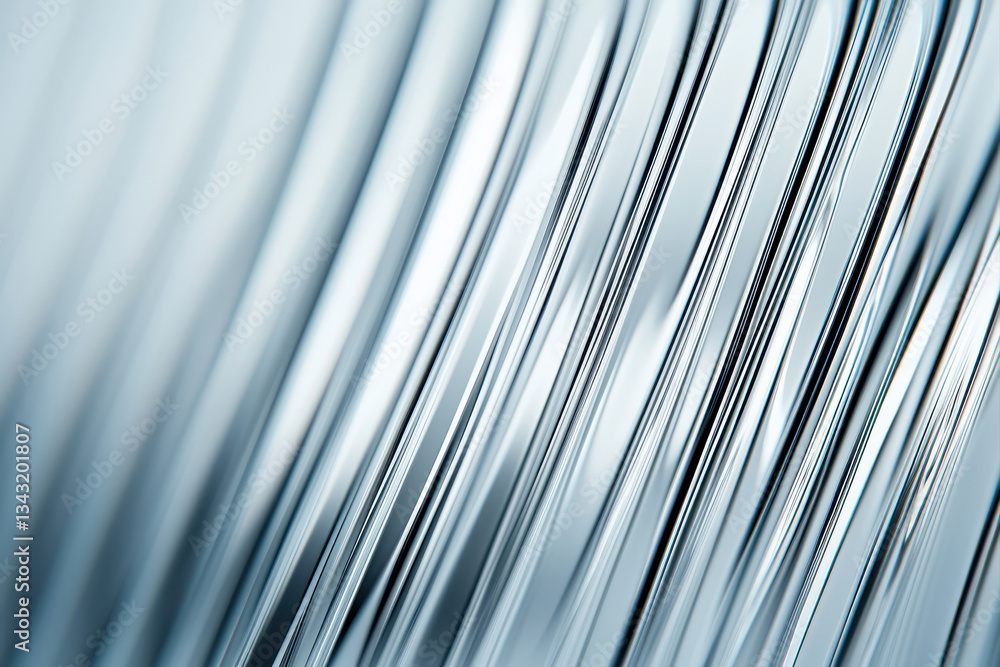 Abstract close-up of smooth, wavy lines reflecting light in cool tones. Abstract close-up of smooth, wavy lines reflecting light in cool tones.