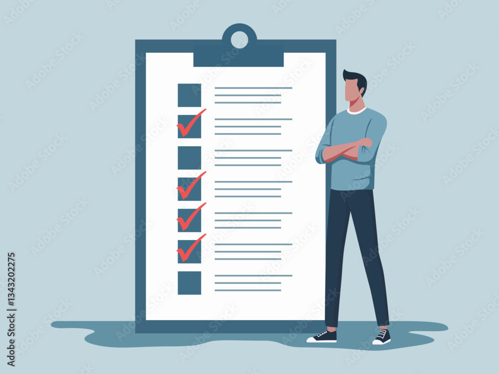 businessman finish writing rule regulation document symbolizing corporate compliance guideline illustration checklist businessman finish writing rule regulation document symbolizing corporate compliance guideline illustration checklist