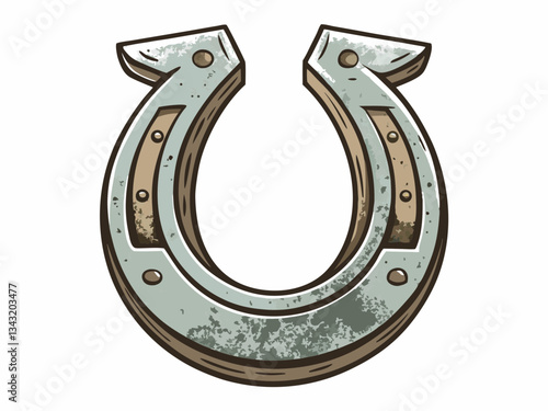 Rustic Metal Horseshoe – Weathered Antique Lucky Charm Isolated on White Background.