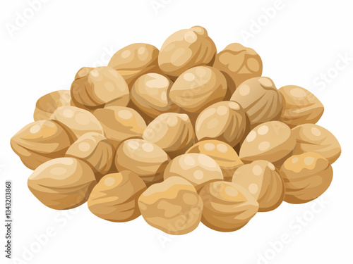 Heap of Dried Chickpeas (Garbanzo Beans) – High-Detail Organic Legumes Isolated on White Background.