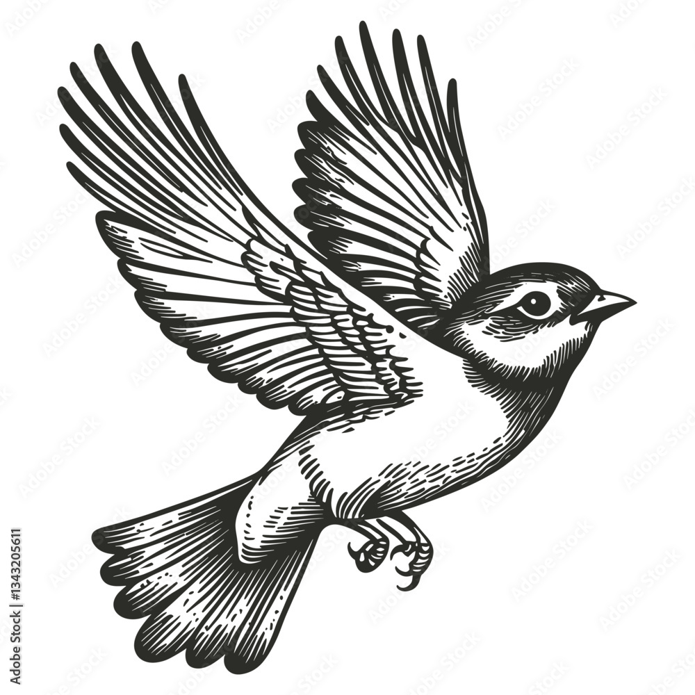 Naklejka premium Bird tattoo illustration vintage design vector