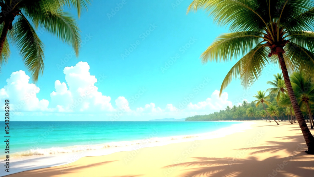 Fototapeta premium tropical beach with coconut palm trees