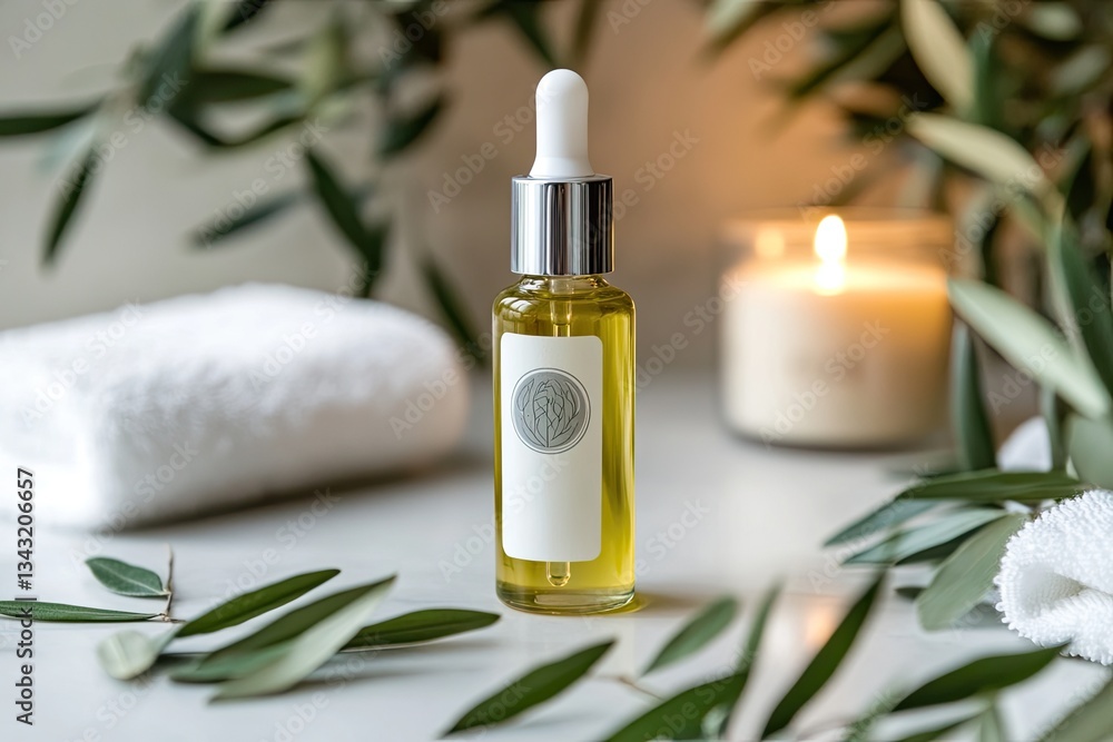 Natural serum, spa-like setting, wellness Natural serum, spa-like setting, wellness