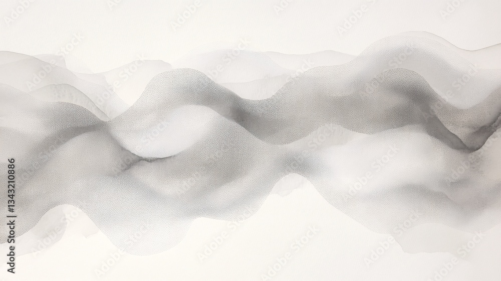 Obraz premium Abstract grayscale waves flowing on white background, design element