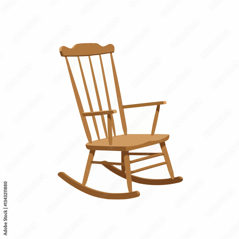 Wooden rocking chair placed against a plain background, ideal for relaxation Wooden rocking chair placed against a plain background, ideal for relaxation