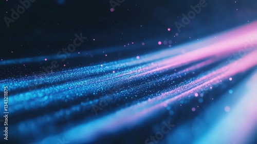 Abstract Glowing Blue Pink Particle Streaks on Dark Background