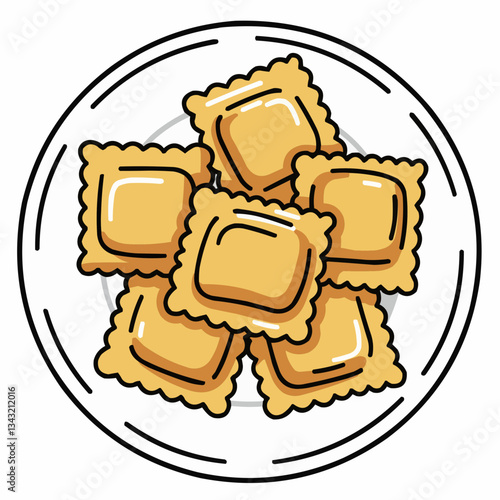 Plate of freshly made ravioli on a white dish with a simple background