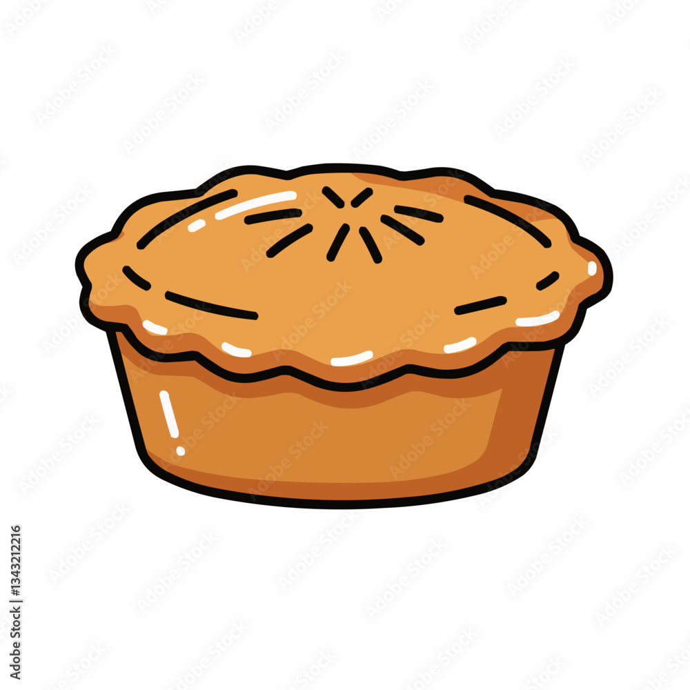 Delicious homemade pie with golden crust on a white background Delicious homemade pie with golden crust on a white background