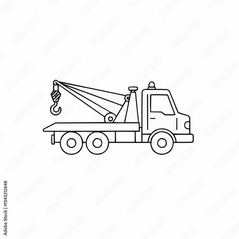 Naklejka premium Tow truck with crane lifting vehicle on city street during daytime