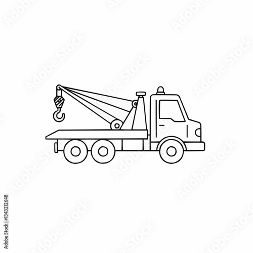 Tow truck with crane lifting vehicle on city street during daytime