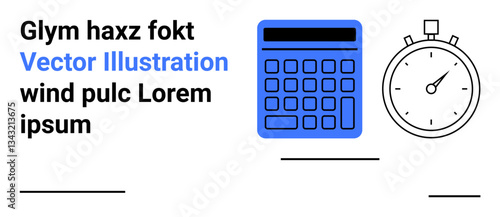 Calculator alongside stopwatch emphasizing accuracy and time management. Ideal for productivity, finance, planning, performance tracking, education, organization, simple landing page