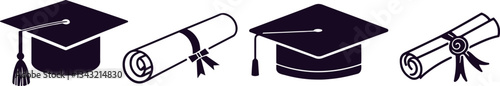 Graduation Symbols: Cap and Diploma Illustration