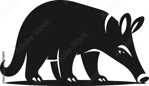 Aardvark investigating something with its nose animal silhouette vector