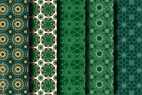 Collection Islamic Pattern Background, Arabic Pattern Bakcground, Islamic Muslim Pattern, abstract seamless pattern