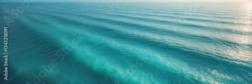 Turquoise Ocean Waves Pattern: Aerial View of Rippling Sea Surface