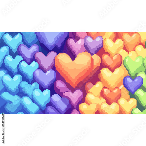 A heart rainbow 8 bit pixel background colors confectionery illustration vector