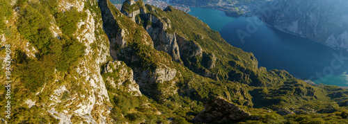 Quadro su tela Panoramic view of lakes and surrounding mountains near Belvedere del Parco Valentino at Piani Resinelli, Valsassina, Italy