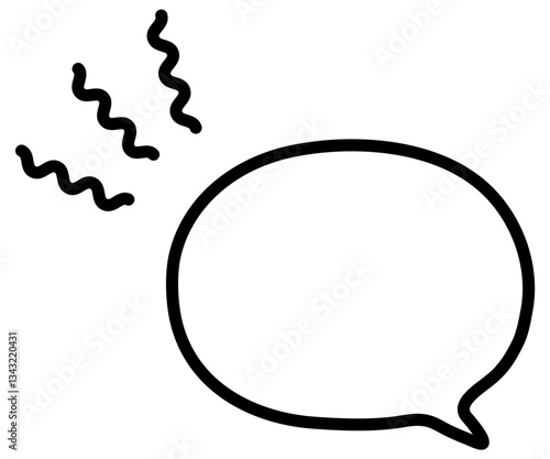 シンプルな吹き出しと波線の白黒イラスト