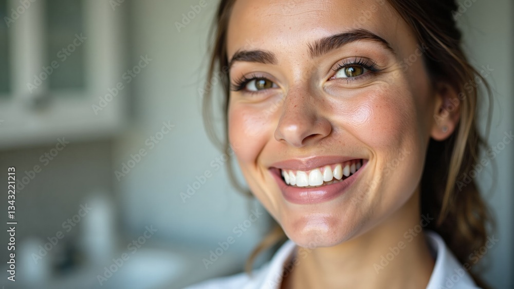 A close-up of a smiling woman with a bright, natural smile and soft lighting. A close-up of a smiling woman with a bright, natural smile and soft lighting.