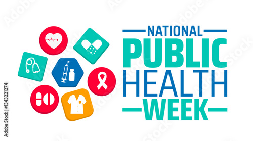 national public health week background banner or poster design template. observed every year in  April. Holiday concept. Use to any Template, card, poster, placard, template.
