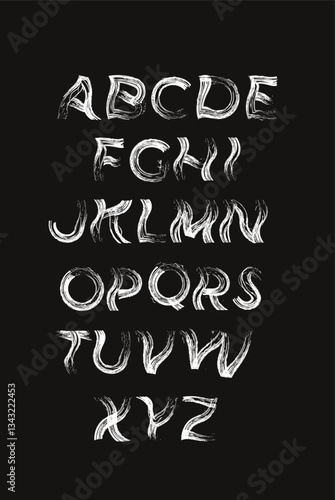  Alphabet. A set of letters, English font, dry brush, for free use. Vector image
