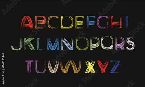  Alphabet. A set of letters, English font, dry brush, for free use. Vector image