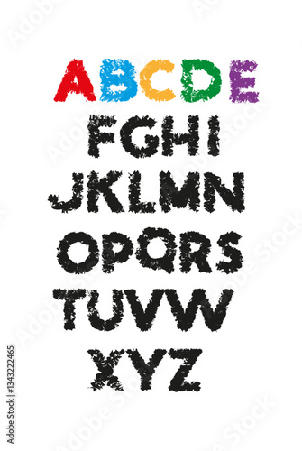  Alphabet. A set of letters, English font, dry brush, for free use. Vector image