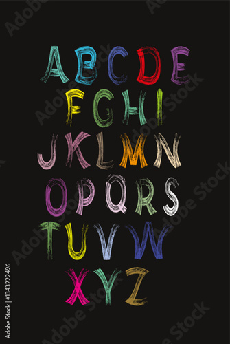  Alphabet. A set of letters, English font, dry brush, for free use. Vector image