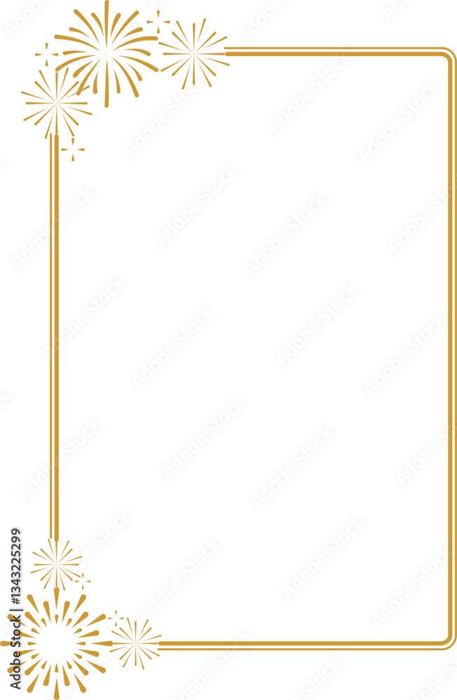Obraz premium Monoline New Year Fireworks Frame