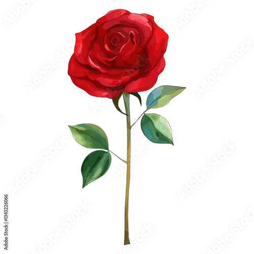 Passionate red Rose rose illustration watercolor vector
