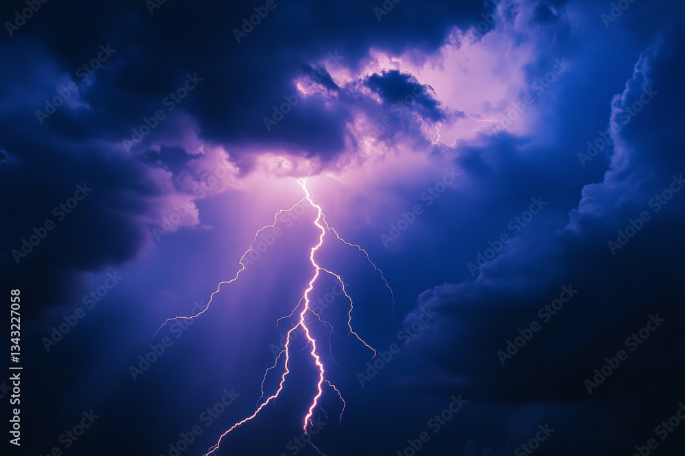 A close-up of a lightning strike during a storm, A close-up of a lightning strike during a storm,