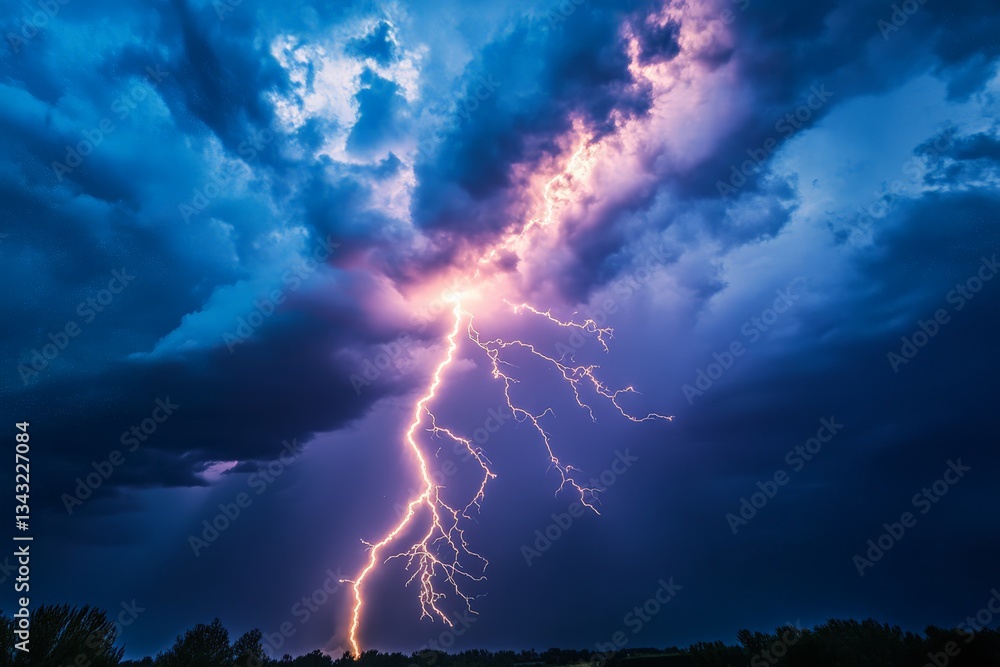 Fototapeta premium A close-up of a lightning strike during a storm,