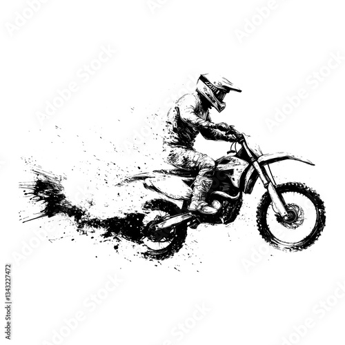 Motocross rider illustration drawing dynamic vector