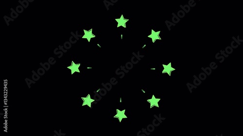 パッと弾けるカラフルな星のエフェクト(透過背景 4K)