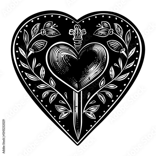 Heart and dagger heart illustration design vector