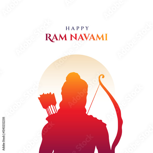 Shree Ram Navami Hindi Greeting, God Ram Background Design. A Hindu festival celebrated of lord ram birthday. Translation In English "Happy Ram Navami"