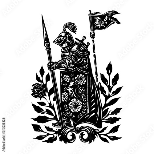 Knight holding flag knight art illustration vector