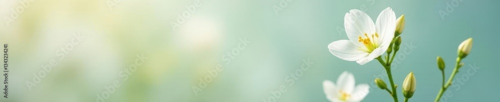 Fototapeta premium Delicate white bloom isolated on clean background, plant, blossom