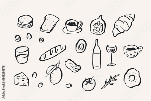 Hand drawn doodle food collection