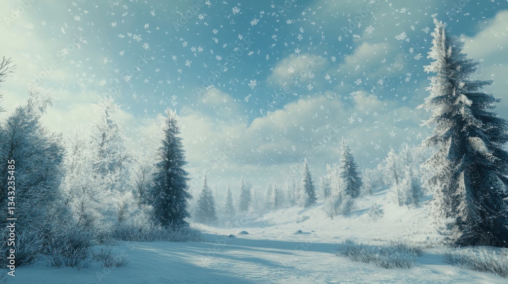 Fototapeta premium Paisaje invernal con árboles y nieve