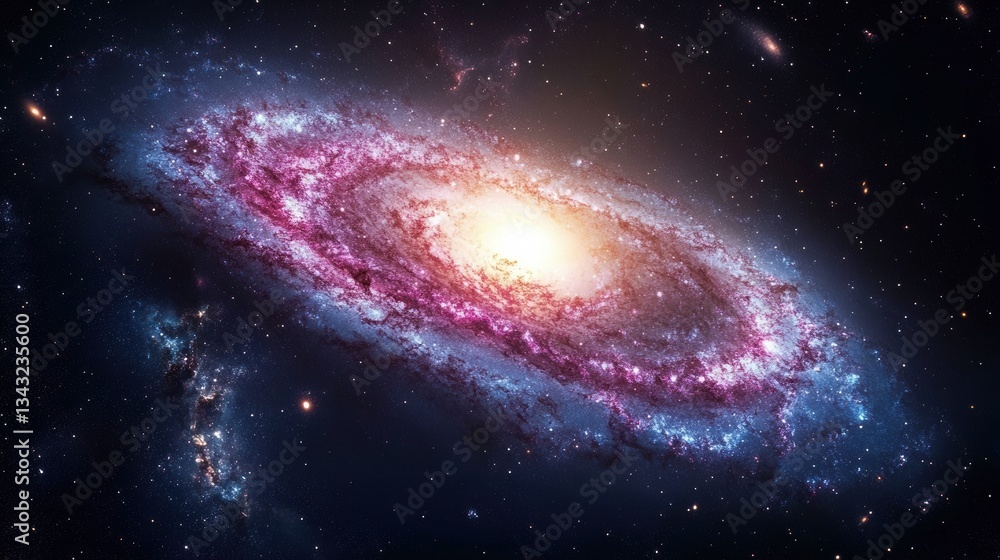 Fototapeta premium Stunning Spiral Galaxy with Colorful Nebula and Cosmic Elements