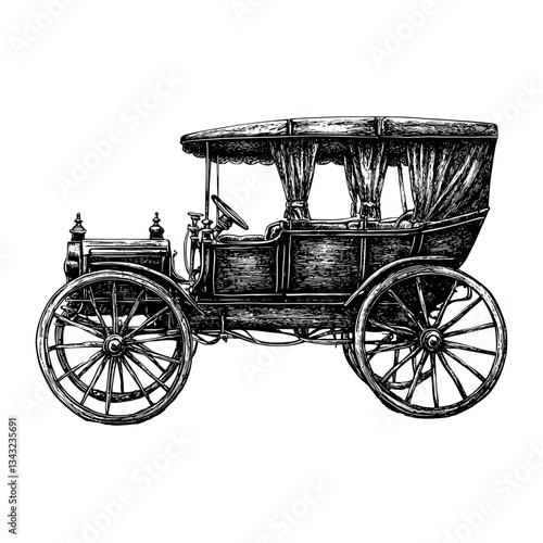 Western carriage transportation vehicle illustration vector
