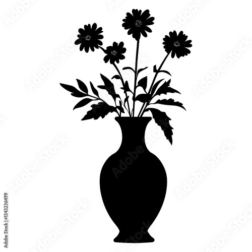 Flower in vase silhouette illustration black vector