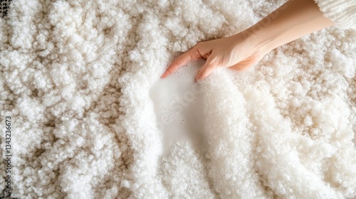 A hand washing a woolen blanket in mild soapy water