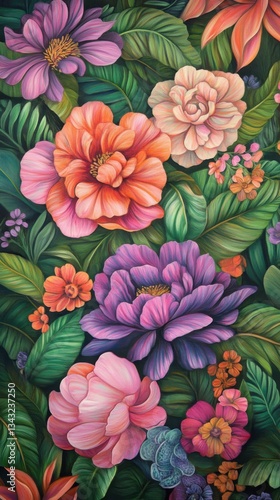 Mural de flores coloridas