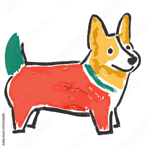 Corgi dog art illustration drawing vector